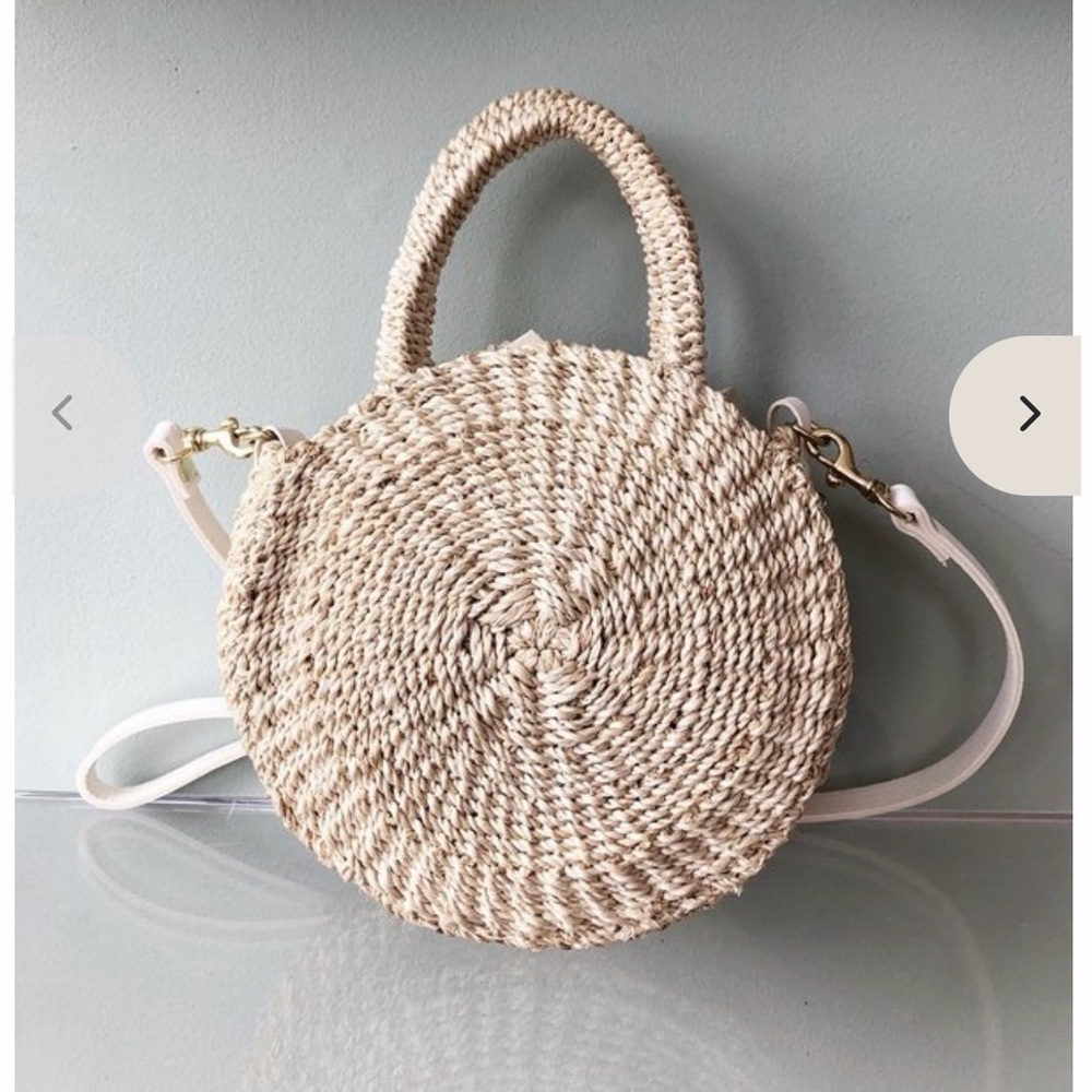 Clare V Cream Woven Straw Petit Moyen Alice Bag